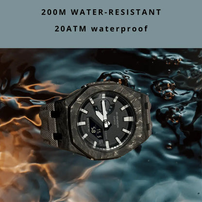 Montre CasiOak Custom Silver White Carbon Fiber – mod G-Shock GA-2100, vue 6