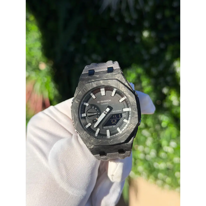 Montre CasiOak Custom Silver White Carbon Fiber – mod G-Shock GA-2100, vue 1