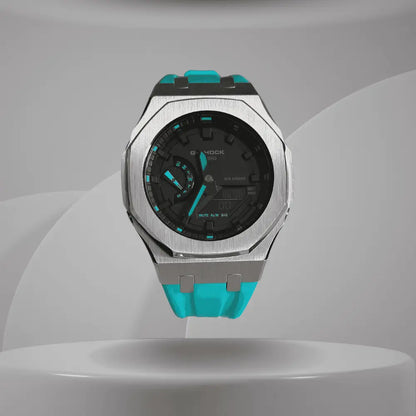 Montre CasiOak Custom Sky Blue – mod G-Shock GA-2100, vue 1