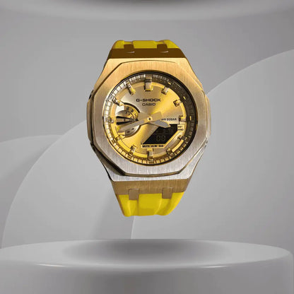 Montre CasiOak Custom Yellow Rose Gold – mod G-Shock GA-2100, vue 1