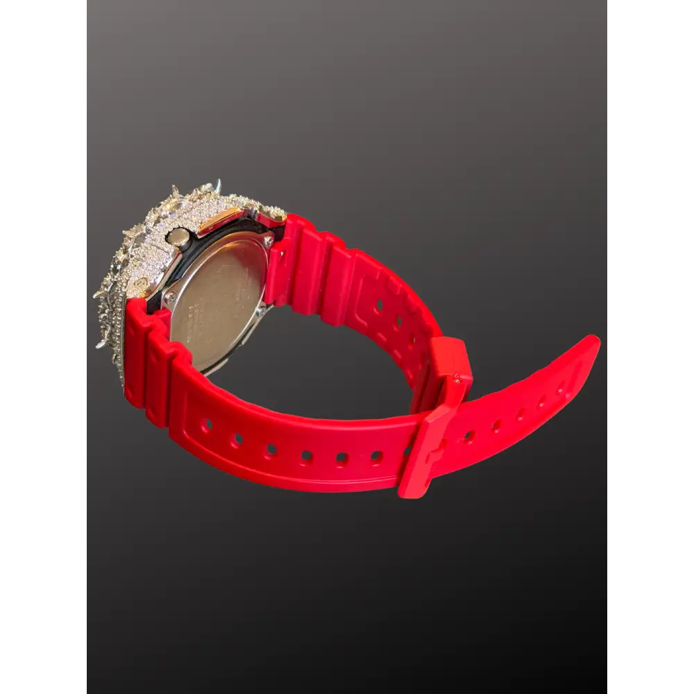 Montre CasiOak Custom Moissanite 925 Full Silver IcedOut Thorn Red - Luxury Mod GA2100 – mod G-Shock GA-2100, vue 7