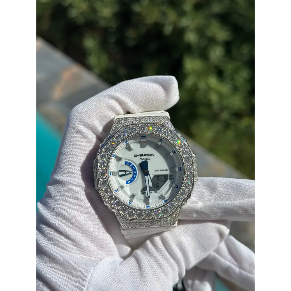 Montre CasiOak Custom Moissanite 925 Silver IcedOut Luminous Dial - Luxury Mod GA2100 – mod G-Shock GA-2100, vue 1
