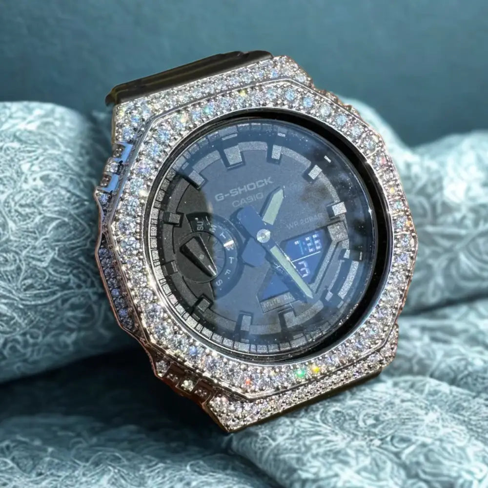 Montre CasiOak Custom Moissanite 925 Silver IcedOut - Luxury Mod GA2100 – mod G-Shock GA-2100, vue 2