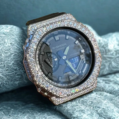 Montre CasiOak Custom Moissanite 925 Silver IcedOut - Luxury Mod GA2100 – mod G-Shock GA-2100, vue 2