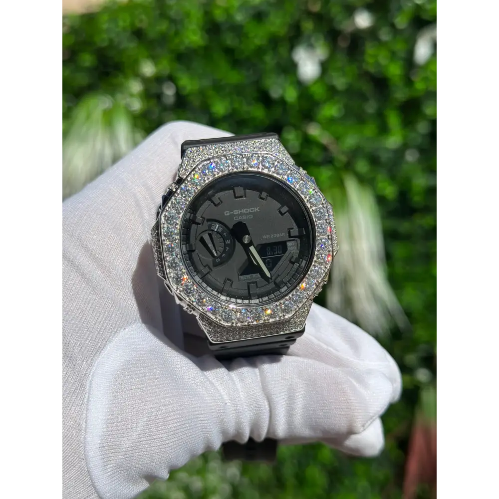 Montre CasiOak Custom Moissanite 925 Silver IcedOut - Luxury Mod GA2100 – mod G-Shock GA-2100, vue 1
