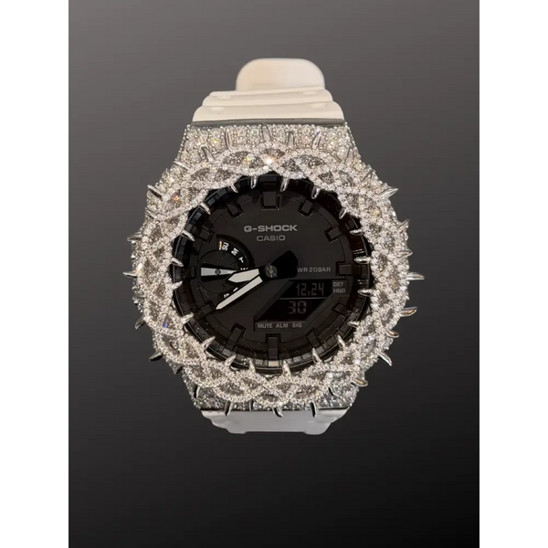 Montre CasiOak Custom Moissanite 925 Silver IcedOut Thorn Bezel - Luxury Mod GA2100 – mod G-Shock GA-2100, vue 1