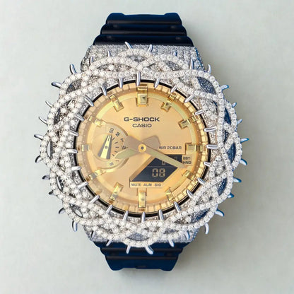 Montre CasiOak Custom Moissanite 925 Silver IcedOut Thorn Black Gold - Luxury Mod GA2100 – mod G-Shock GA-2100, vue 1