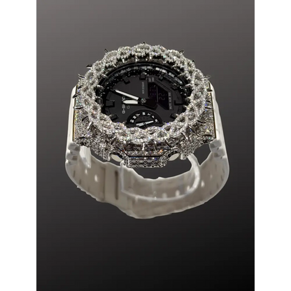 Montre CasiOak Custom Moissanite 925 Silver IcedOut Thorn Bezel - Luxury Mod GA2100 – mod G-Shock GA-2100, vue 4