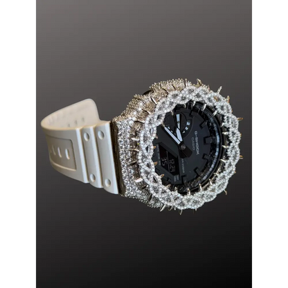 Montre CasiOak Custom Moissanite 925 Silver IcedOut Thorn Bezel - Luxury Mod GA2100 – mod G-Shock GA-2100, vue 5